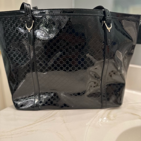NWT Gucci Microguccissima Patent Leather Nice Tote - Black - Picture 2 of 13